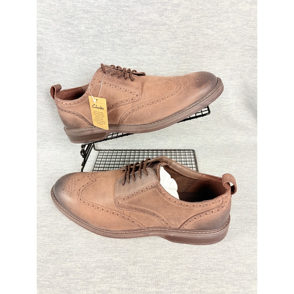 Clarks Aldwin Limit Mens Brown Leather Wingtip Brogue Oxford Dress Shoes 13 M